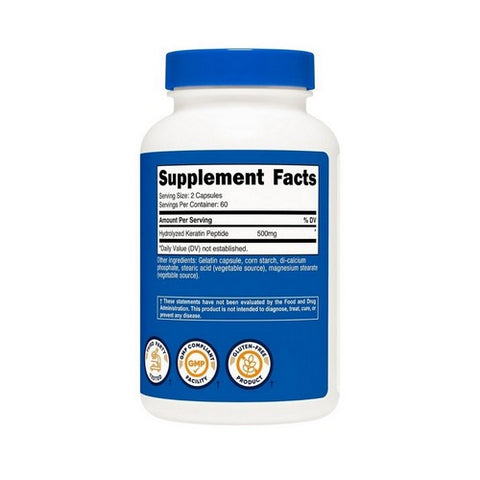 Nutricost, Keratin Capsules, 500 Mg, 120 Count