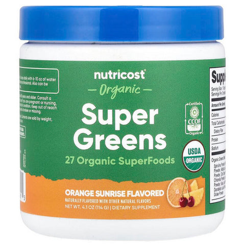 Nutricost, Organic Super Greens Powder Orange Sunrise, 10 Servings