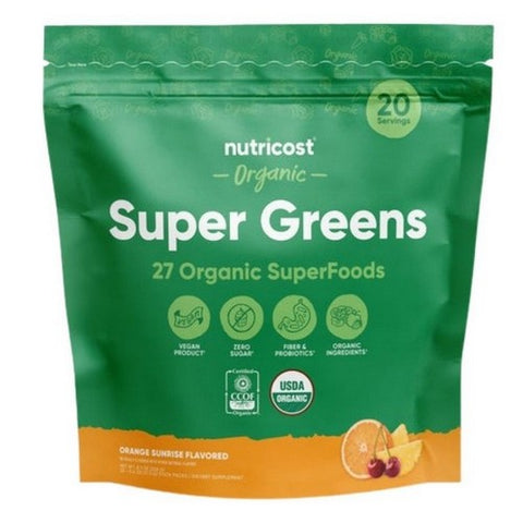 Nutricost, Super Greens Stickpacks Orange Sunrise Organic, 20 Sticks