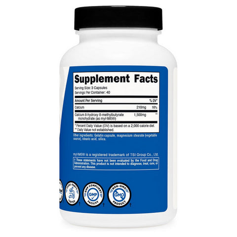 Nutricost, My HMB Capsules, 1500 Mg, 120 Count