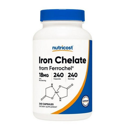 Nutricost, Ferrochel Iron Capsules, 18 Mg, 240 Count