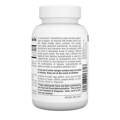 Source Naturals, Betaine Hcl, 90 Tabs Source Naturals