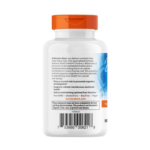 Doctors Best, Choline L-Bitartrate, 550 Mg, 60 Veggie Caps