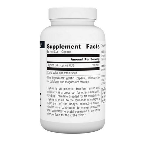 Source Naturals, L-Lysine, 500 MG, 100 Caps