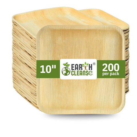 Earth Cleanse, Areca Palm Leaf Square Plates 10-Inch, Pack of 200