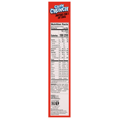 Quaker, Cap'N Crunch Breakfast Cereal, 18 Oz (Case Of 12)