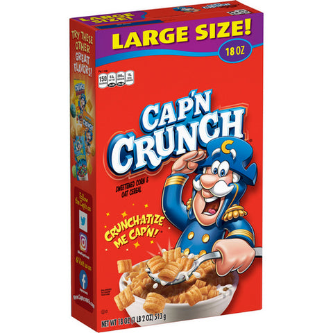 Quaker, Cap'N Crunch Breakfast Cereal, 18 Oz (Case Of 12)