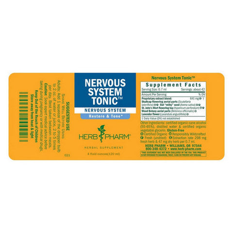 Herb Pharm, Nervous System Tonic, 4 Oz Herb Pharm