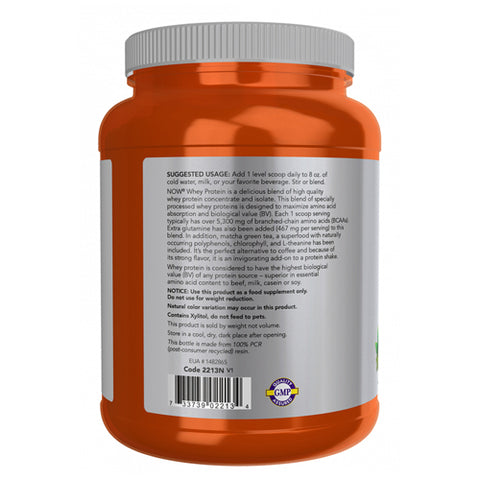 Now Foods, Whey Protein With Matcha Powder, 2 Lbs