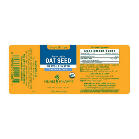 Herb Pharm, Oat Seed Alcohol-Free, 1 Oz Herb Pharm