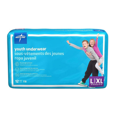 Medline, Drytime Disposable Protective Youth Underwear Large X-Large, 12 Count
