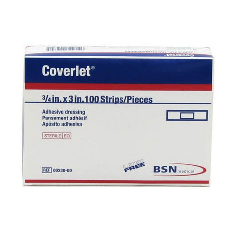 Coverlet, Adhesive Dressing Strips 3/4 Inch X 3 Inch, 100 Count