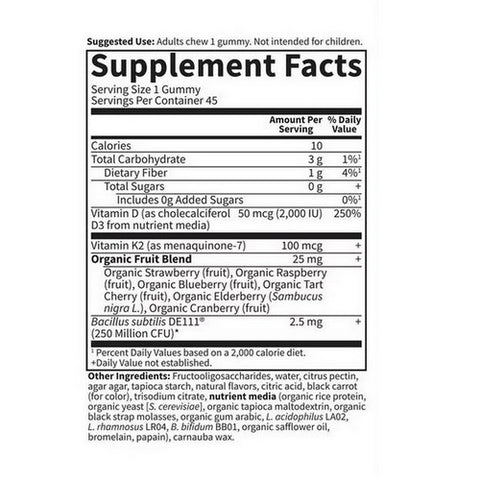 Garden of Life, Vitamin Code D3 and K2 Raspberry Lemon, 45 Count