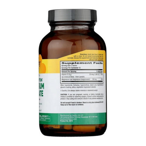 Country Life, Dual Action Magnesium Glycinate, 90 Tablets