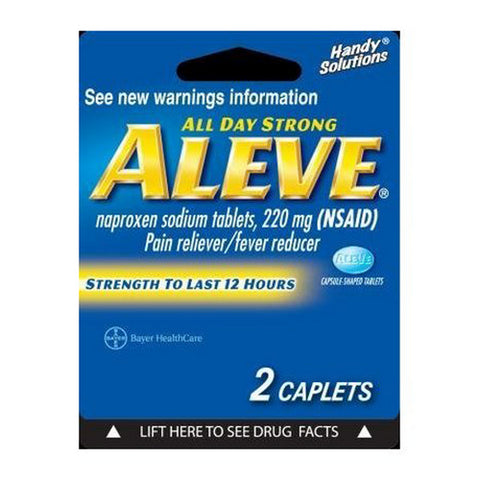 Aleve, Naproxen Sodium Caplets Size Pack, 2 Count (Case Of 6)