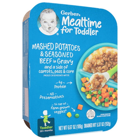 Gerber, Mealtime Mashed Potatoes And Seasoned Beef In Gravy, 6.67 Oz (Case Of 8)
