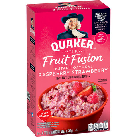 Quaker, Instant Oatmeal Fruit Fusion Raspberry Strawberry, 8.4 Oz (Case Of 6)