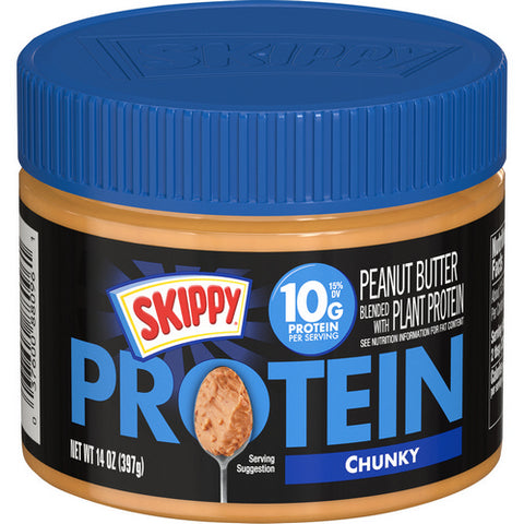 Skippy, Peanut Butter Blended With Plant Protein Chunky, 14 Oz (Case Of 6)