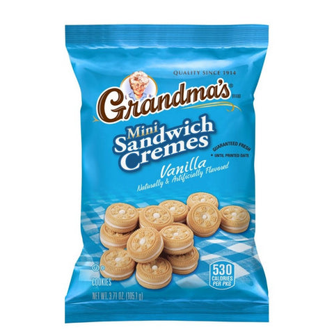 Grandmas, Mini Sandwich Cremes Cookies Vanilla Naturally And Artificially Flavored, 3.71 Oz (Case Of 24)