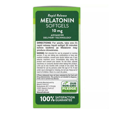 Nature's Truth, Sleep Melatonin Rapid Release Liquid, 10 Mg, 120 Softgels Nature's Truth