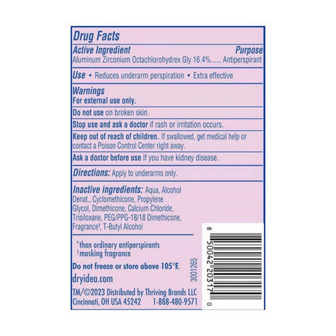 Dry Idea, Gel Deodorant And Antiperspirant Unscented & Hypoallergenic For Sensitive Skin, 3 Oz Dry Idea