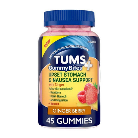 Plus Upset Stomach And Nausea Support Gummy Bites Ginger Berry 45 Count by Tums