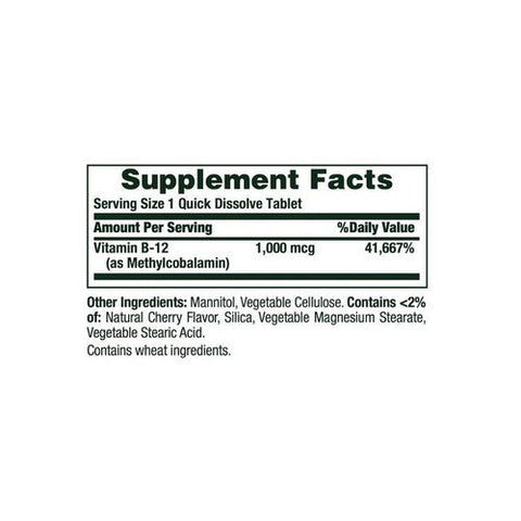 Nature's Bounty, Vitamin B-12 Quick Dissolve Tablets, 1000 Mcg, 60 Count Nature's Bounty