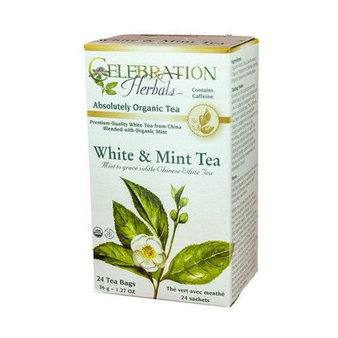 Celebration Herbals, Organic White And Mint Tea, 24 Bags Celebration Herbals