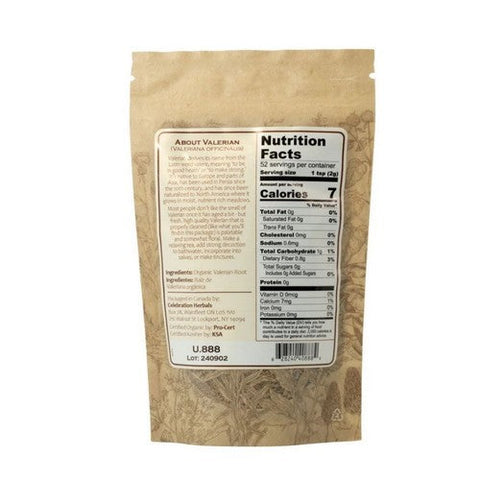 Celebration Herbals, Organic Valerian Root Cut And Shifted, 104 Grams Celebration Herbals