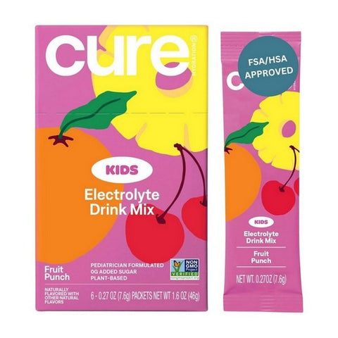 Kids Electrolyte Drink Mix Fruit Punch 1.6 Oz by Cure Hydration