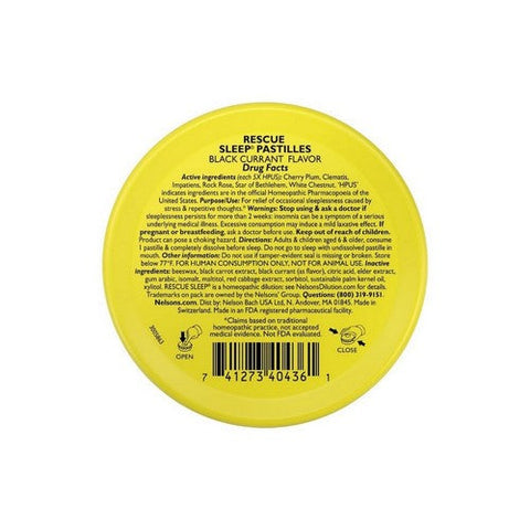 Bach, Rescue Sleep Pastilles Black Current, 50 Grams Bach