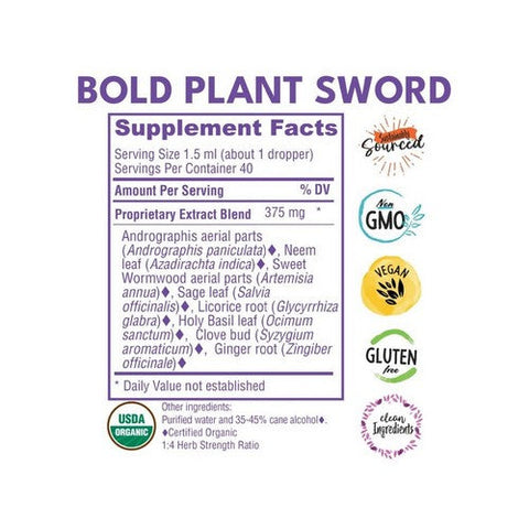 Bold Botanica, Bold Plant Sword Extract for Immune Defense, 2 Oz Bold Botanica