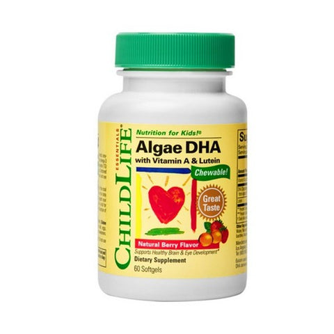 Algae Dha With Vitamin A And Lutein Chewable Natural Berry 60 Softgels by Child Life Essentials