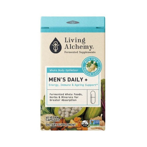 Mens Daily Plus Energy Immune And Ageing Support 60 Vegan Capsules by Living Alchemy
