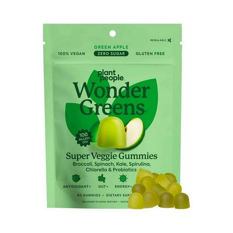 WonderGreens Super Veggie Gummies Green Apple 10 Count by Plant People