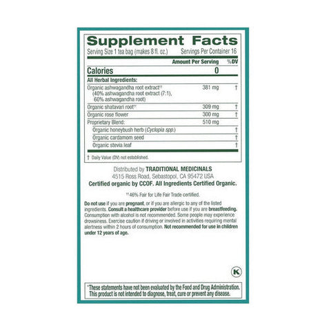 Traditional Medicinals, Organic Stress Ease Calm With Adaptogens, 16 Bags Traditional Medicinals