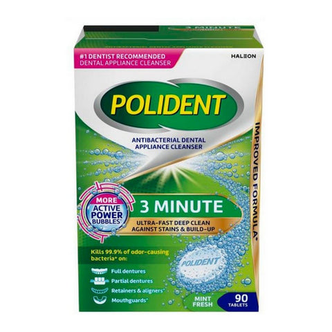 Polident 3 Minute Antibacterial Dental Appliance Cleanser 90 Tabs by Polident