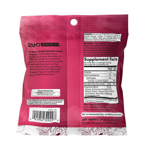 Zand, Cherry Echinacea Zinc Lozenges, 45 Count Zand