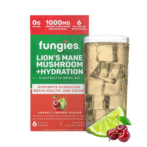 Lions Mane Mushroom + Hydration Drink Mix Cherry Limeade 6 Sticks by Fungies