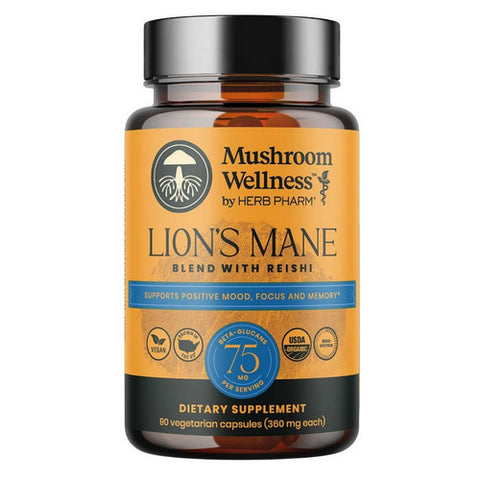 Mushroom Wellness Lion's Mane Blend With Reishi 90 Count by Herb Pharm