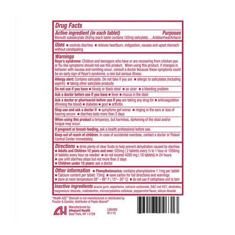 Health A2Z, Bismuth Subsalicylate, 12 Tabs Health A2Z