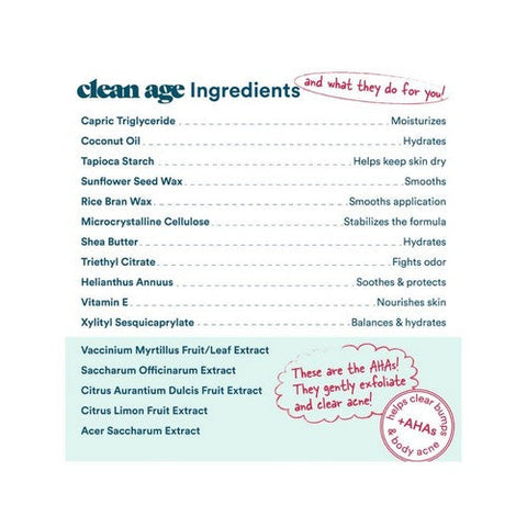Clean Age, AHA Solid Deodorant For Teens Sandalwood, 2.25 Oz