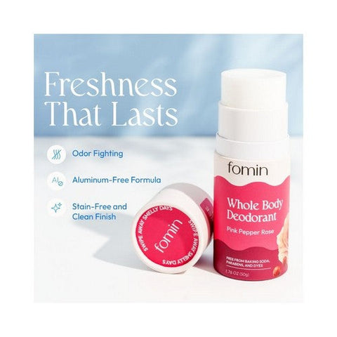 Fomin, Whole Body Deodorant Stick Aluminum Free Pink Pepper Rose, 1.76 Oz Fomin