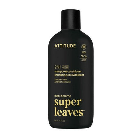 Attitude, Men's Amber And Citrus Volumizing 2-In-1 Shampoo & Conditioner, 14 Oz Attitude