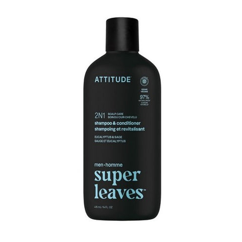 Attitude, Men's Eucalyptus And Sage Scalp Care 2-In-1 Shampoo & Conditioner, 14 Oz Attitude