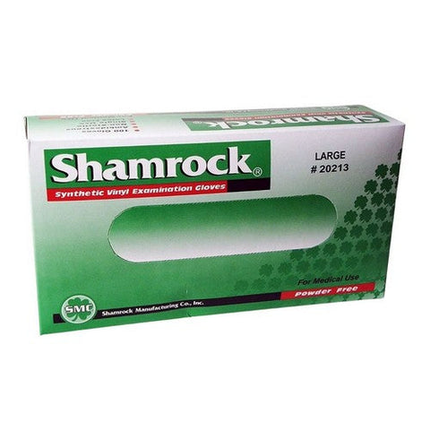 Shamrock, Powder Free Clear Vinyl Large Examination Gloves, 100 Count Shamrock
