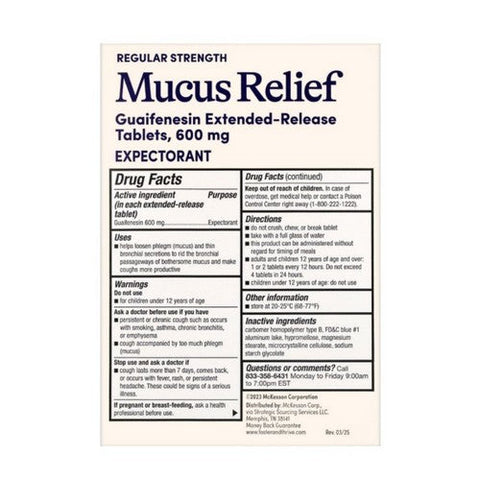 Foster And Thrive, Regular Strength Mucus Relief Guaifenesin Extended-Release, 600 Mg, 100 Tabs Foster And Thrive
