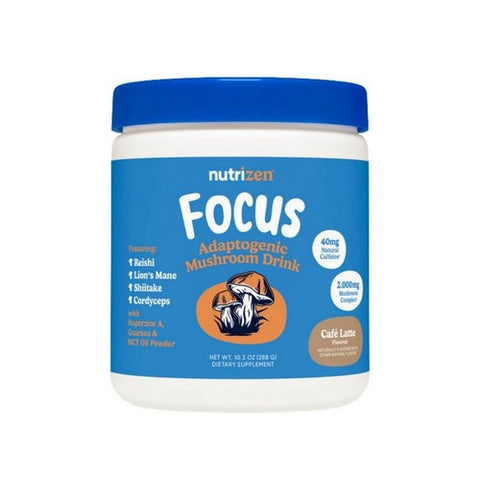 Nutrizen AM Focus Adaptogenic Mushroom Drink Cafe Latte Flavored 10.3 Oz / 30 Servings by Nutricost