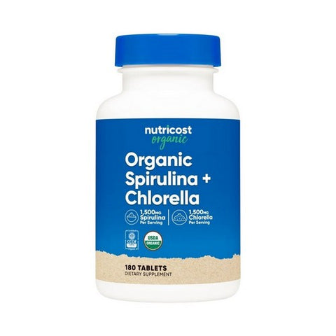 Organic Spirulina Plus Chlorella 180 Tabs by Nutricost