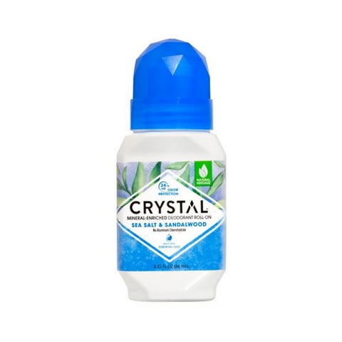 Mineral Deodorant Roll-On Sea Salt And Sandalwood 2.25 Oz by Crystal